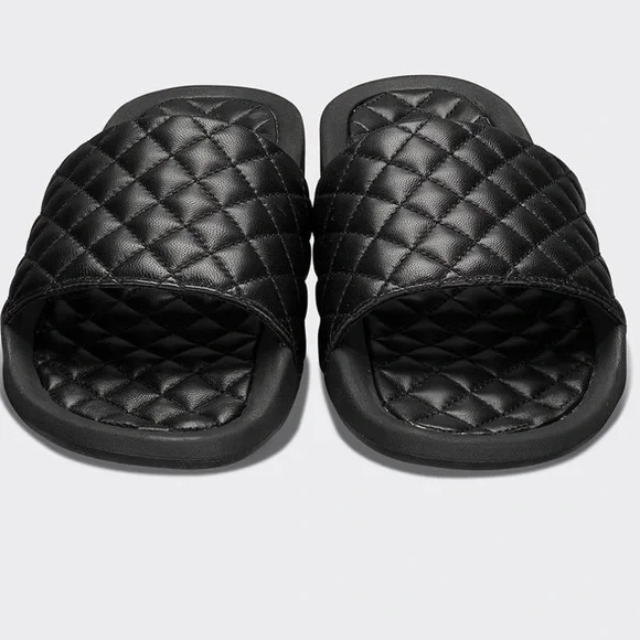 APL Lusso Black Nappa Quilted Leather Slides - Picture 4 of 13